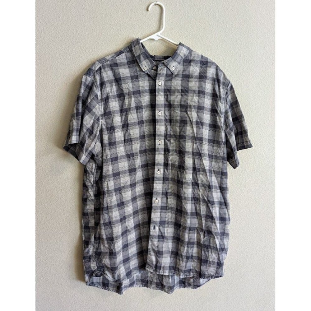 The North Face Mens Short Sleeve Blue/White Plaid Button Down XXL